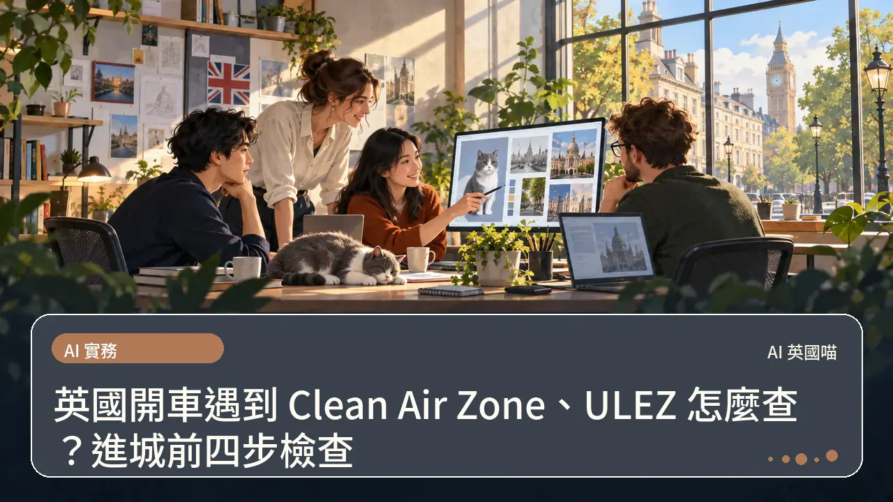 英國開車遇到 Clean Air Zone、ULEZ 怎麼查?進城前四步檢查主題插畫