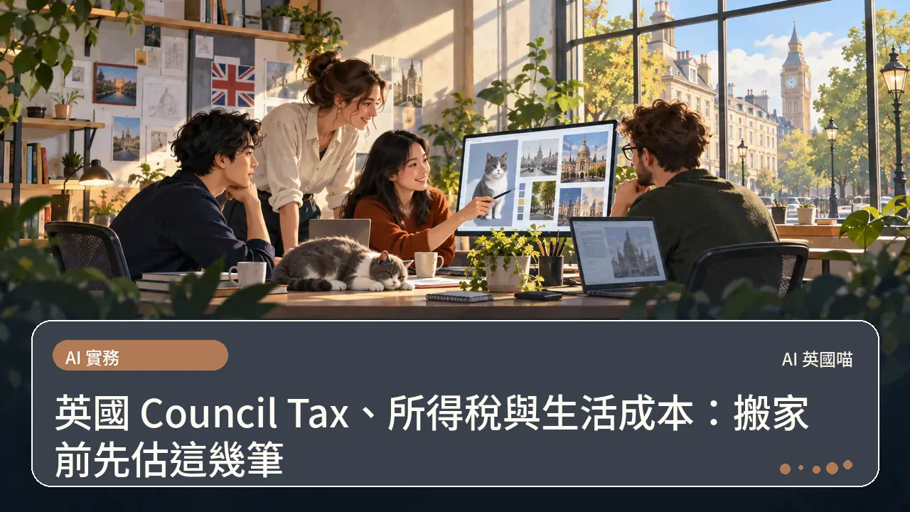 英國 Council Tax、所得稅與生活成本：搬家前先估這幾筆主題插畫