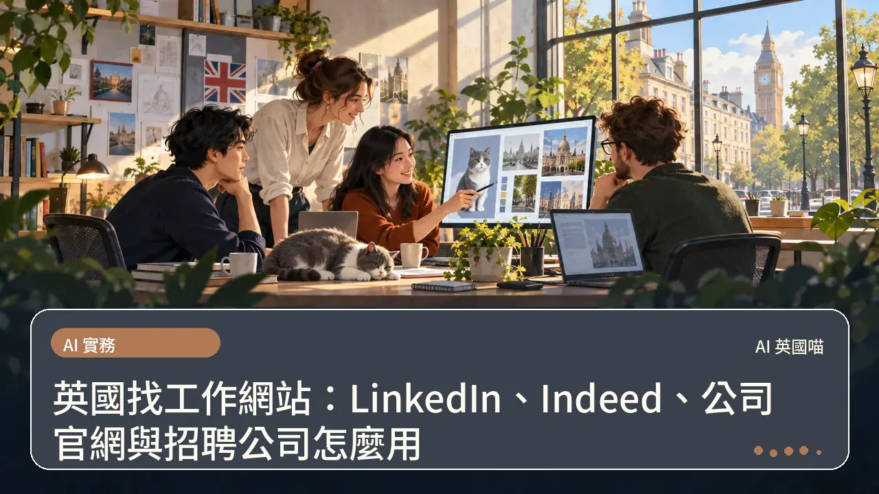 英國找工作網站：LinkedIn、Indeed、公司官網與招聘公司怎麼用主題插畫