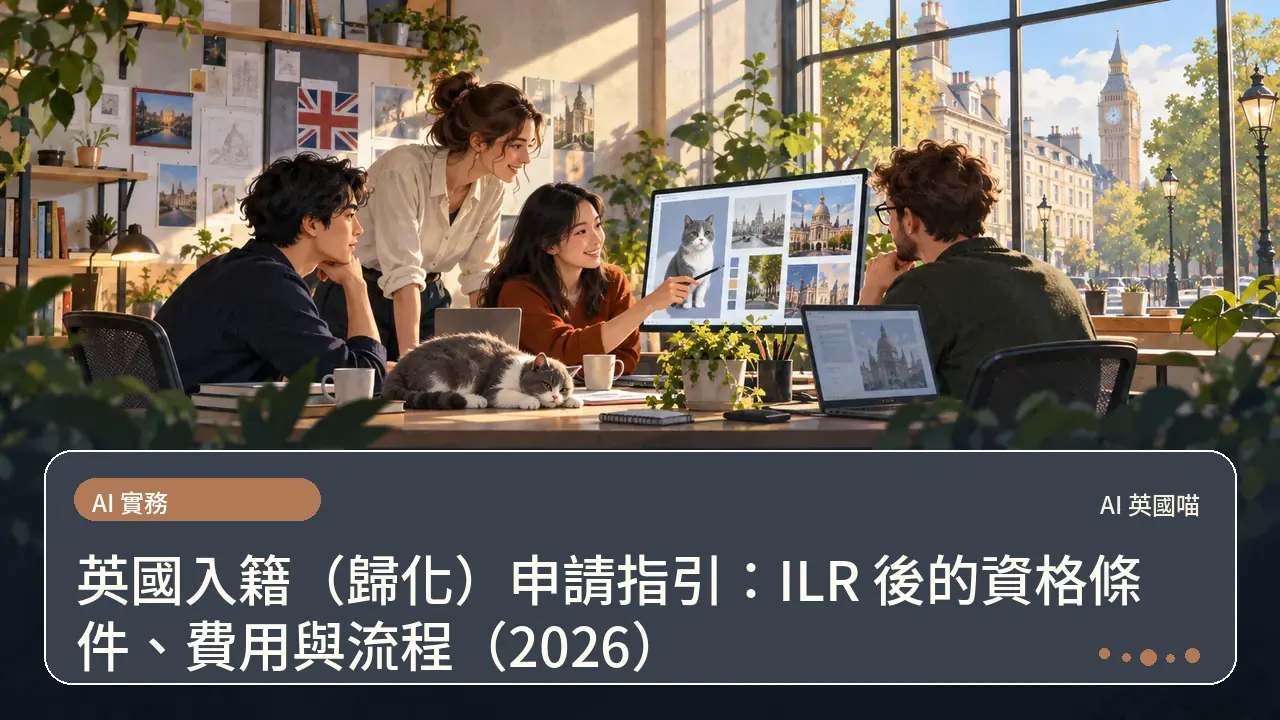 英國入籍(歸化)申請指引:ILR 後的資格條件、費用與流程(2026)主題插畫