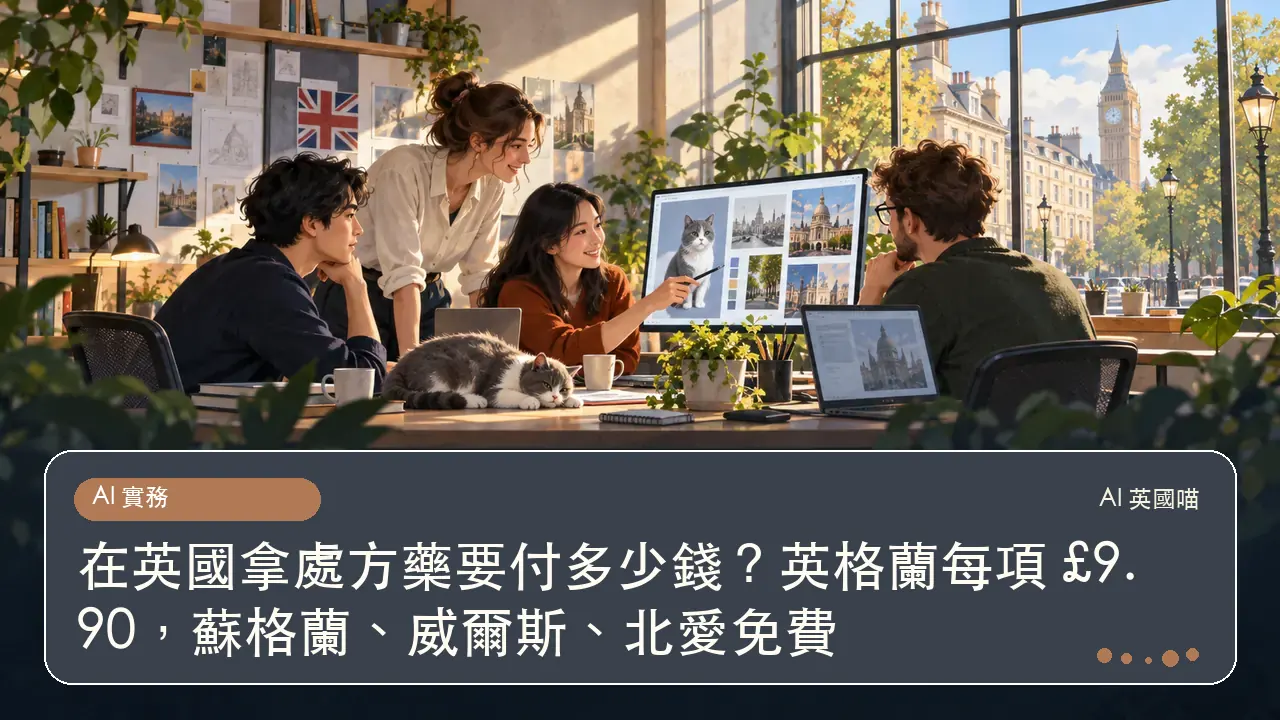 在英國拿處方藥要付多少錢?英格蘭每項 £9.90,蘇格蘭、威爾斯、北愛免費主題插畫