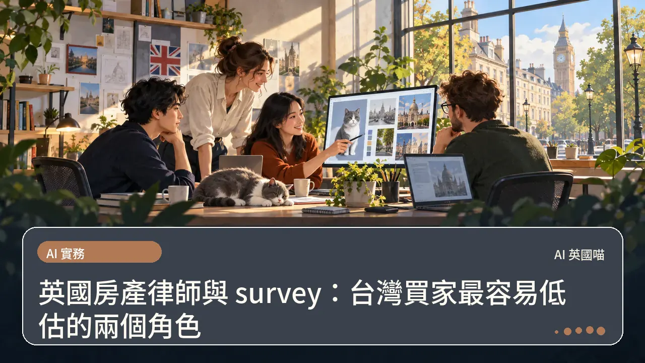 英國房產律師與 survey：台灣買家最容易低估的兩個角色主題插畫