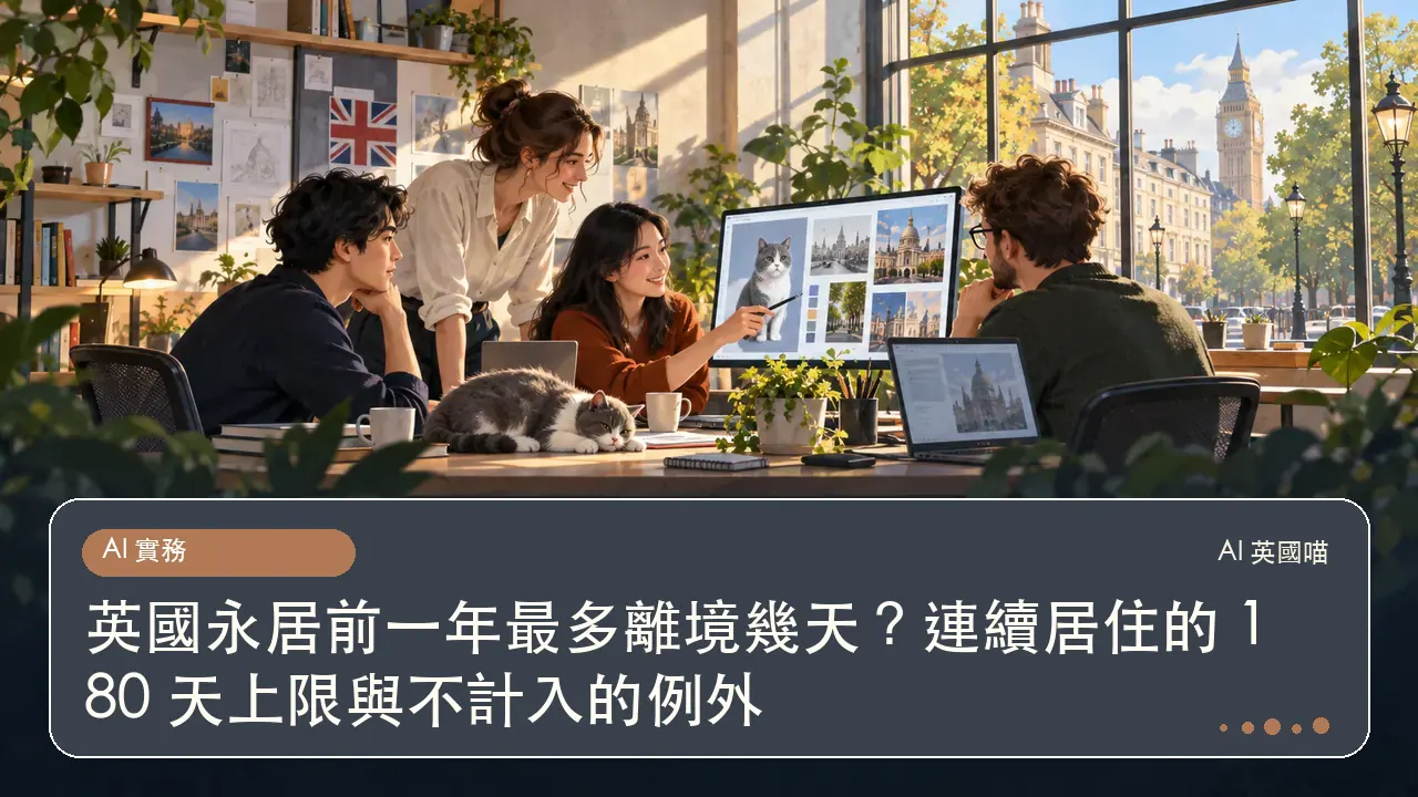 英國永居前一年最多離境幾天？連續居住的 180 天上限與不計入的例外主題插畫