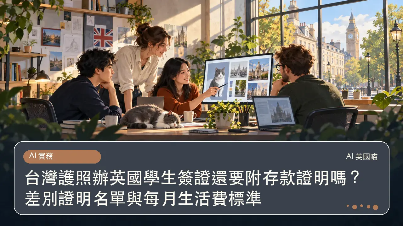 台灣護照辦英國學生簽證還要附存款證明嗎？差別證明名單與每月生活費標準主題插畫