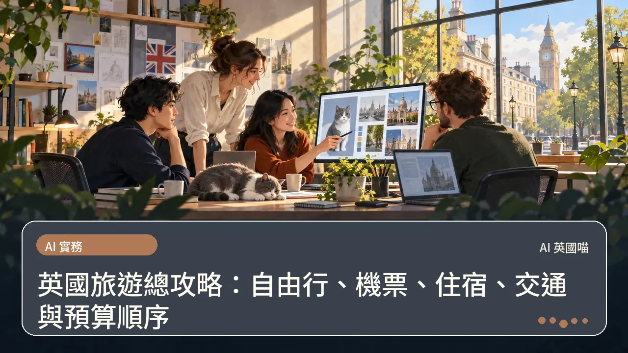 英國旅遊總攻略：自由行、機票、住宿、交通與預算順序主題插畫